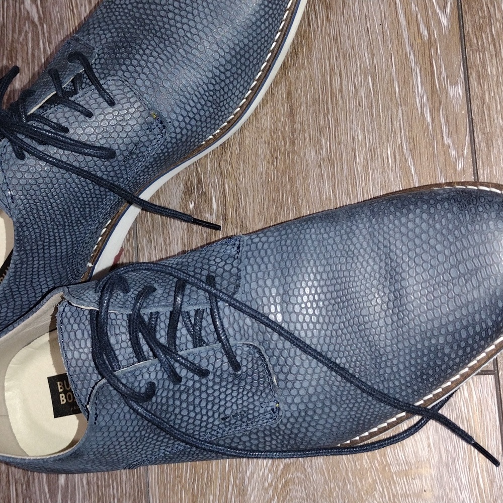 Bull Boxer Python Print Blue Leather Oxfords. Nwo… - image 1